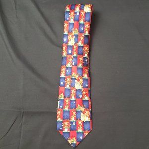 Yule Tie Greetings Christmas Tie w/ Santa’s Reindeer doing Different Activities